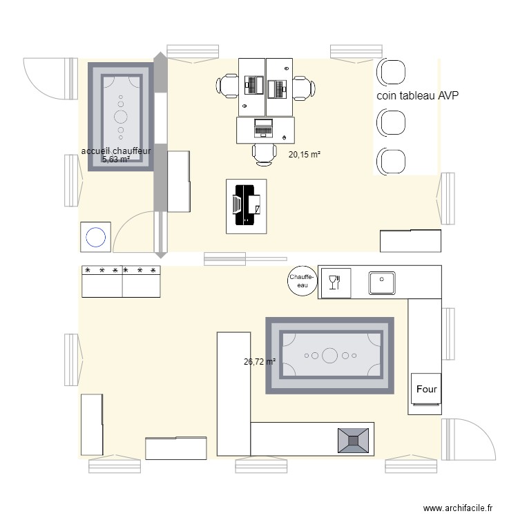 bureau2025. Plan de 3 pièces et 53 m2