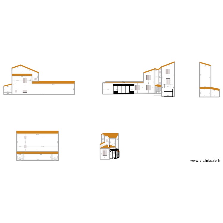 Plan facade. Plan de 32 pièces et 319 m2