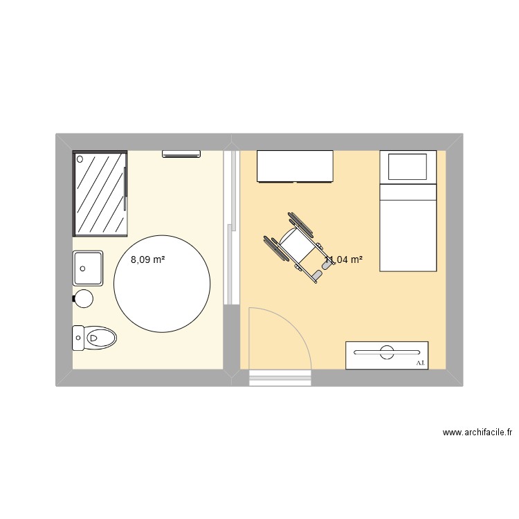 Gaelle. Plan de 2 pièces et 19 m2