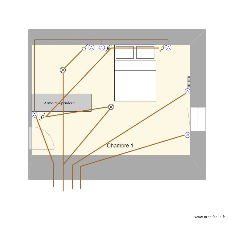 Elec Les Ayguières Ch 1. Plan de 1 pièce et 20 m2