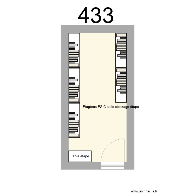 Salle 433 réserve ESIC. Plan de 1 pièce et 9 m2