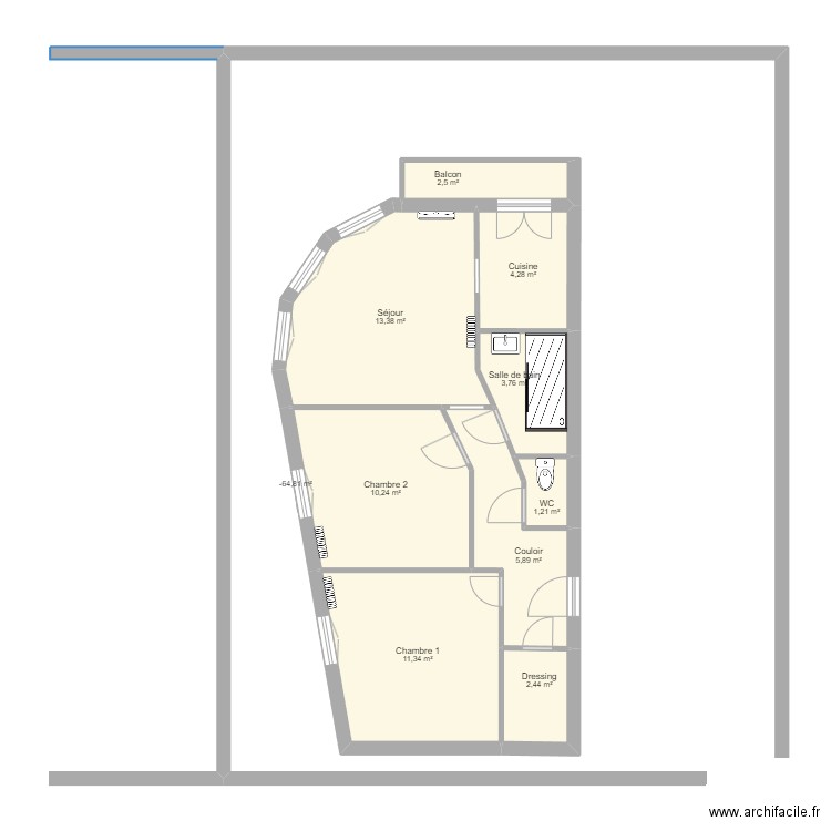 BALAISON. Plan de 10 pièces et 55 m2