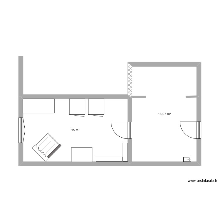 plan am 1. Plan de 2 pièces et 29 m2