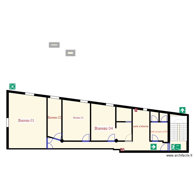 2em etage. Plan de 6 pièces et 139 m2