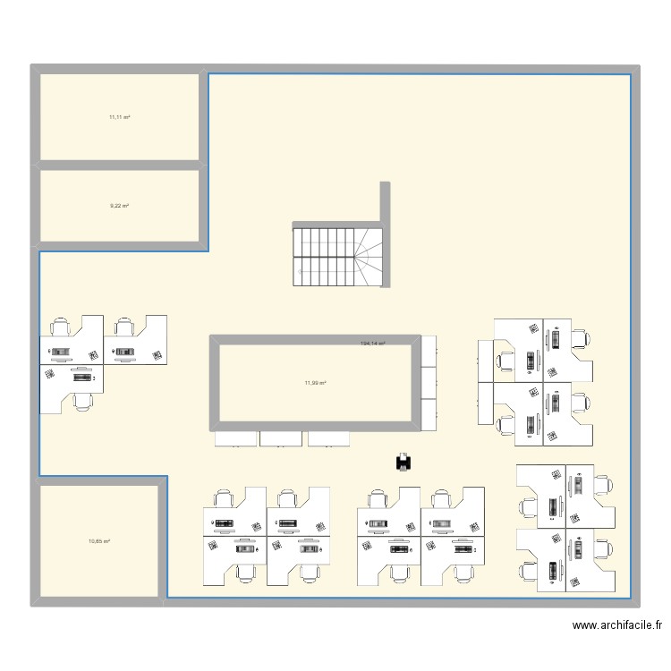 Bureau. Plan de 5 pièces et 253 m2