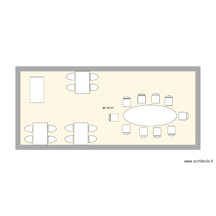 Salle de Pause. Plan de 1 pièce et 40 m2