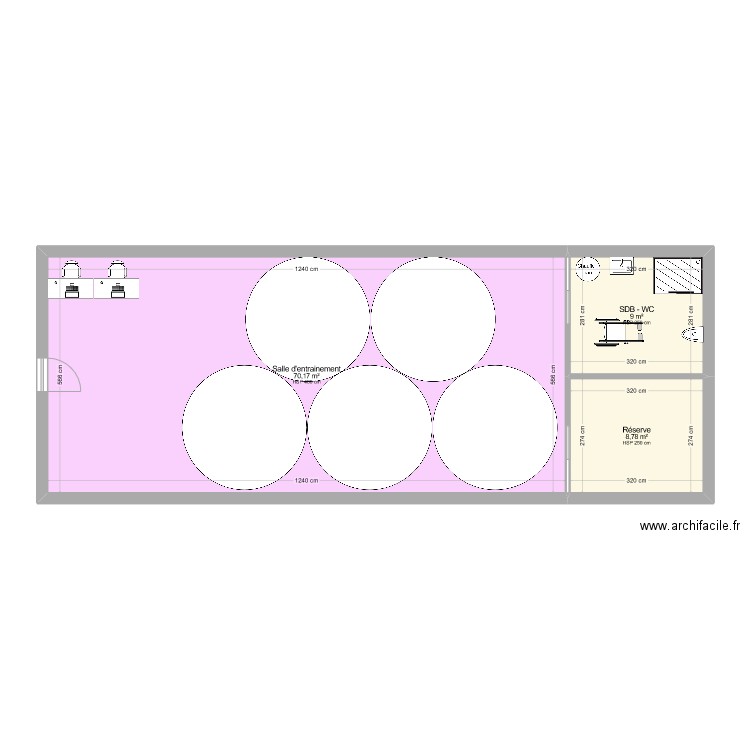 studio. Plan de 3 pièces et 88 m2