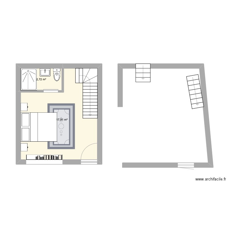 Studio garage. Plan de 2 pièces et 21 m2