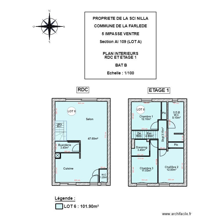 SCI NILLA BAT B (INTERIEURS). Plan de 13 pièces et 109 m2