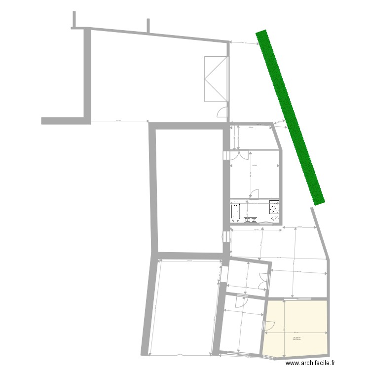 Propriété Gournay vue de dessus Bâtiments. Plan de 1 pièce et 27 m2