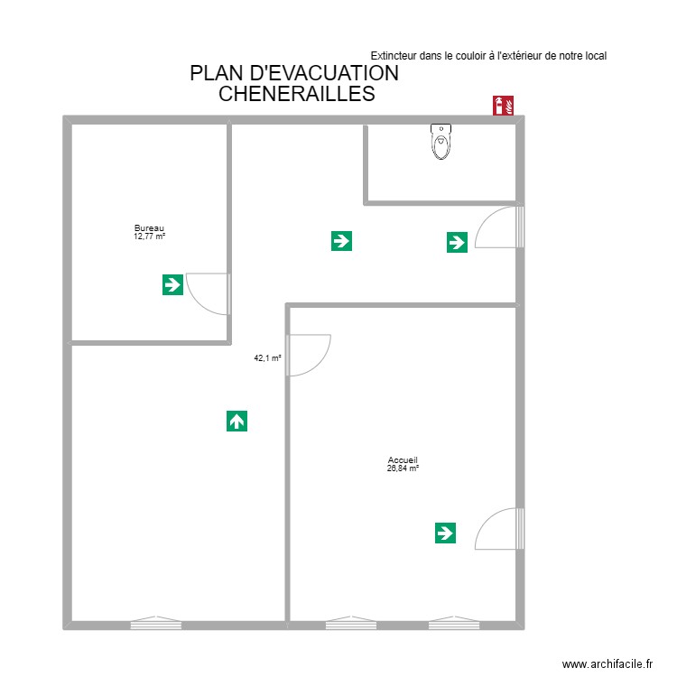 23 CHENERAILLES. Plan de 3 pièces et 82 m2