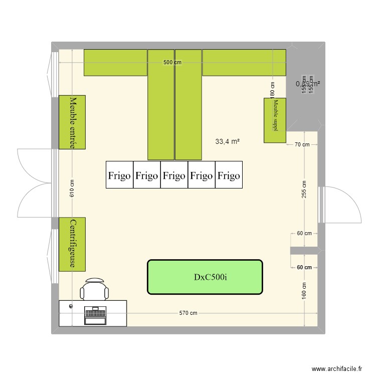 labo. Plan de 2 pièces et 34 m2