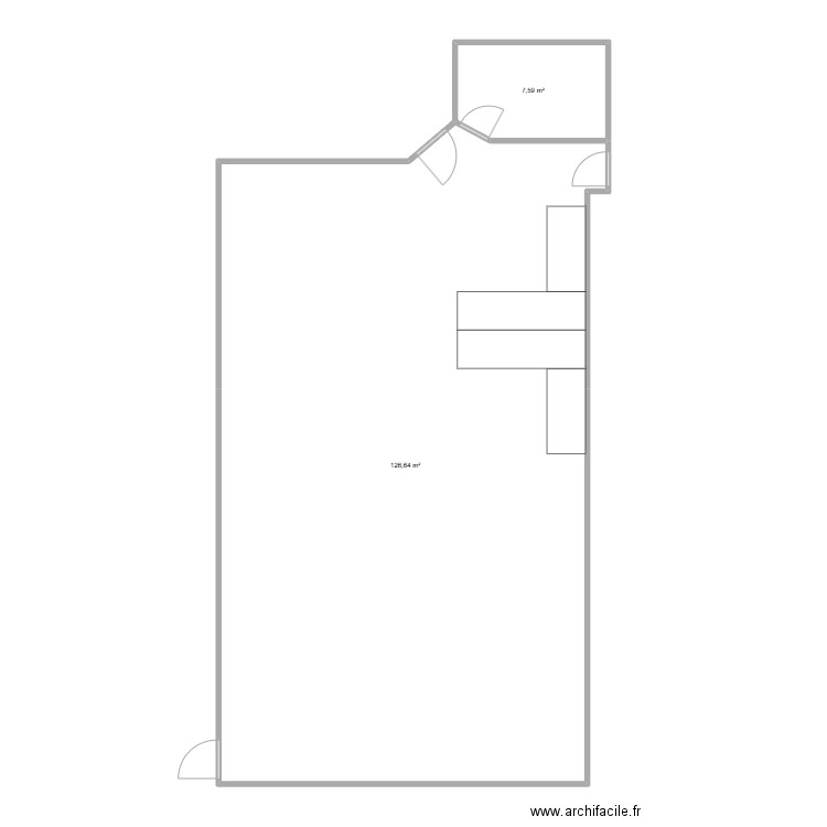 SRLG. Plan de 2 pièces et 134 m2