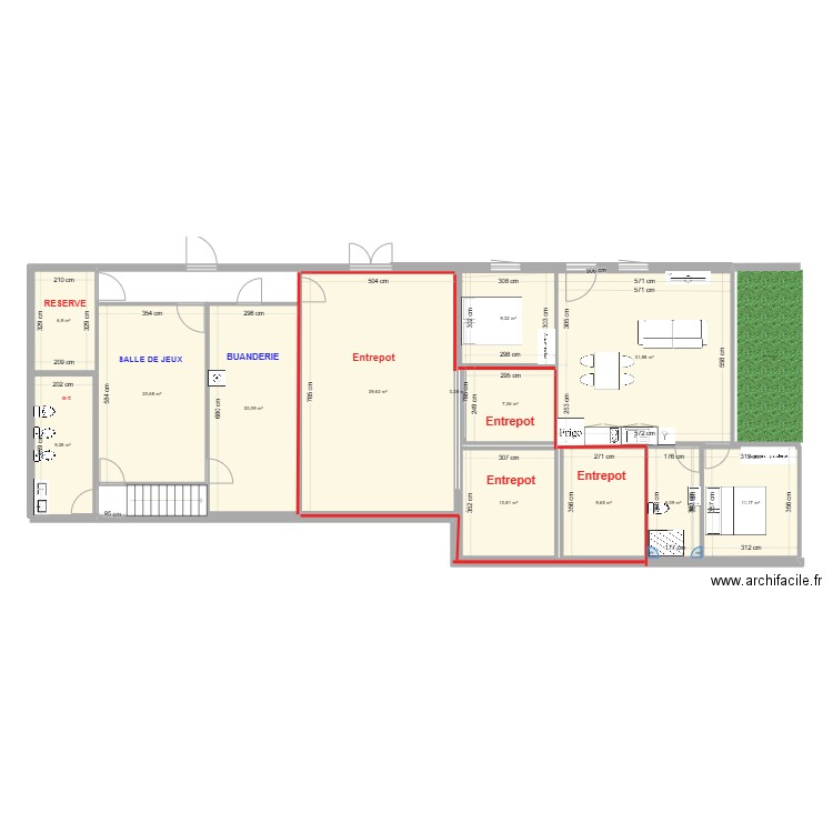 appart sous salle. Plan de 13 pièces et 183 m2