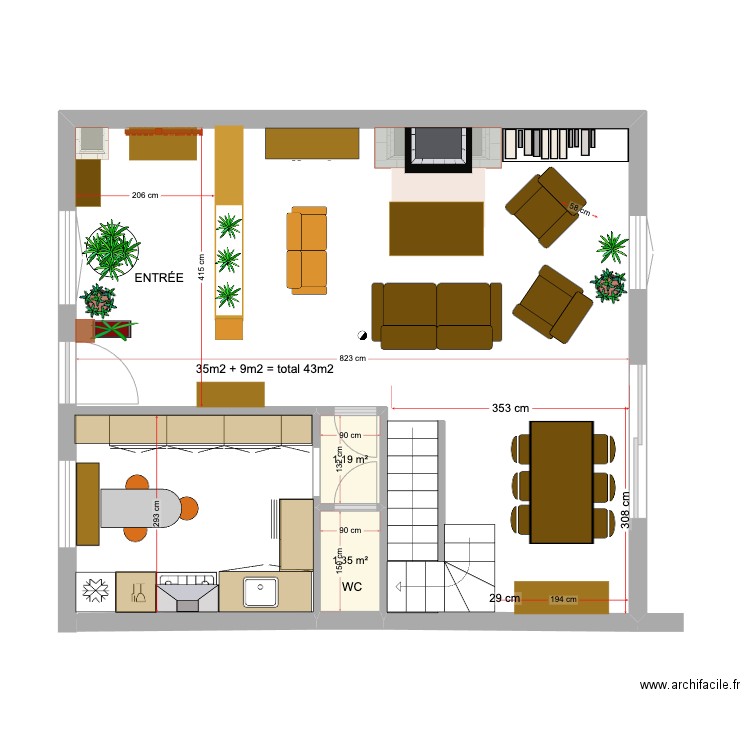 PLAN RDC JOINVILLE. Plan de 2 pièces et 3 m2