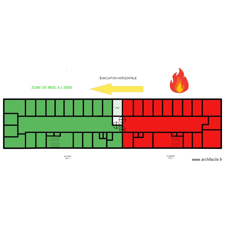 ETAPE / AUBIER EVACUATION R+1 2. Plan de 44 pièces et 664 m2