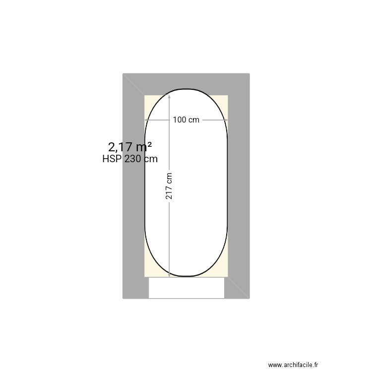 Hammam. Plan de 1 pièce et 2 m2