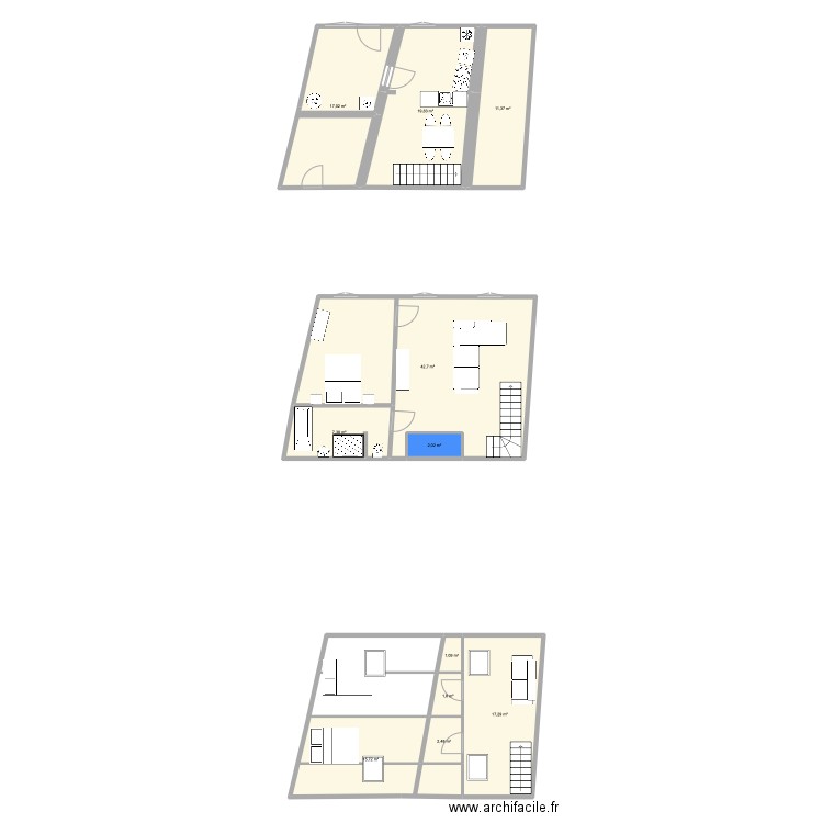 planprojet 1 3 etage. Plan de 11 pièces et 139 m2