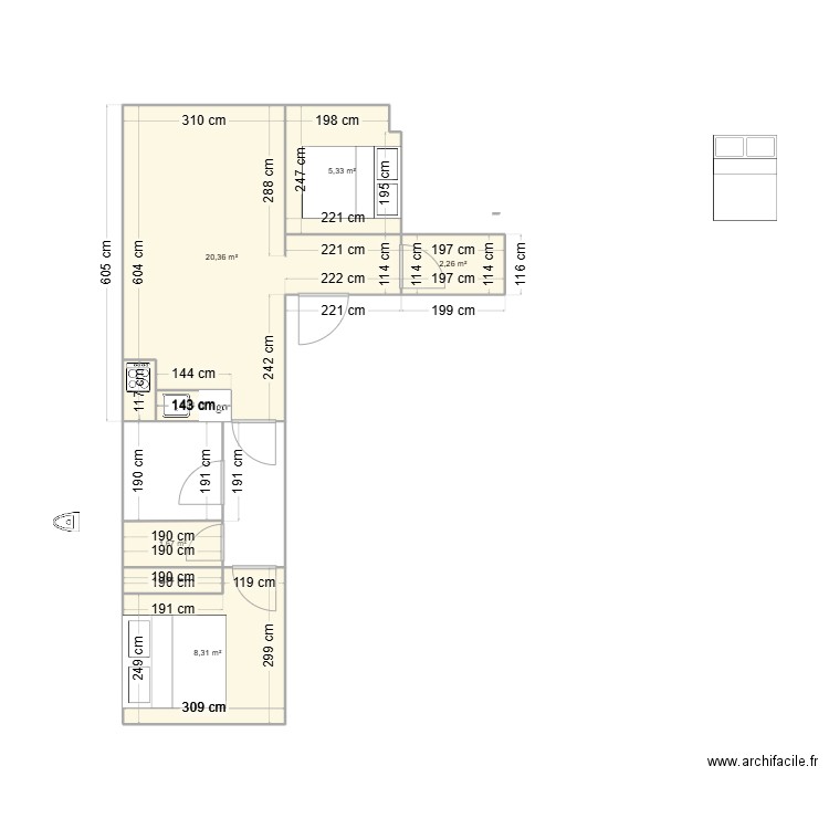 LABICHE . Plan de 7 pièces et 40 m2