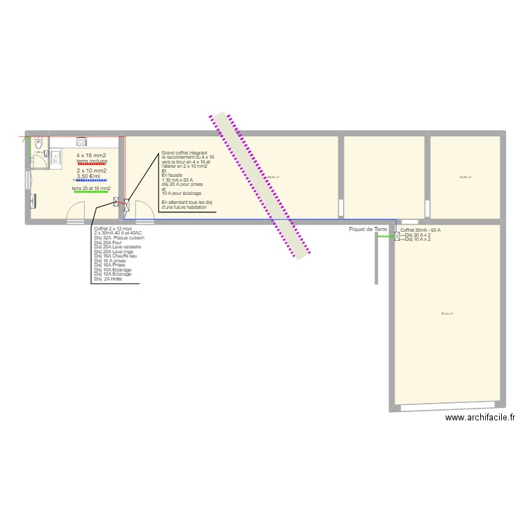 bedarieux complet Electricité. Plan de 5 pièces et 160 m2