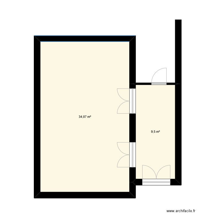 Appartement Paris 16. Plan de 2 pièces et 44 m2