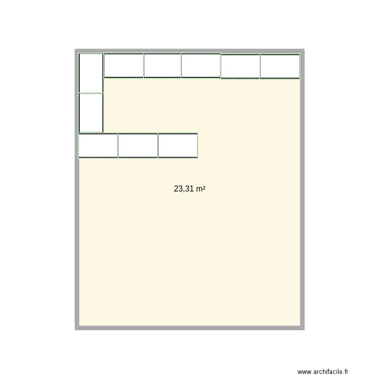 garage. Plan de 1 pièce et 23 m2