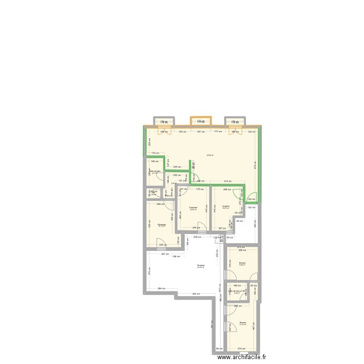 Tamarissiere 02. Plan de 14 pièces et 166 m2