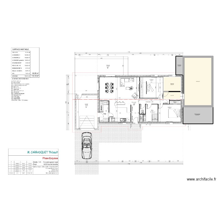 agrandissement maison sault. Plan de 6 pièces et 105 m2