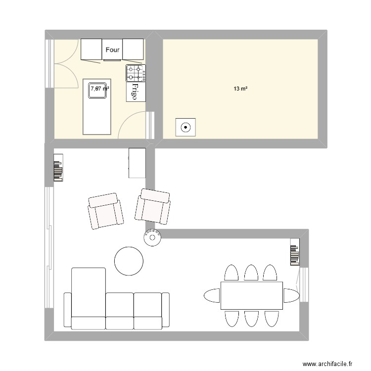 HOME V1. Plan de 2 pièces et 21 m2