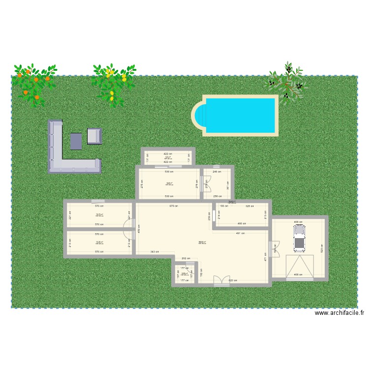 Maison 2. Plan de 8 pièces et 148 m2