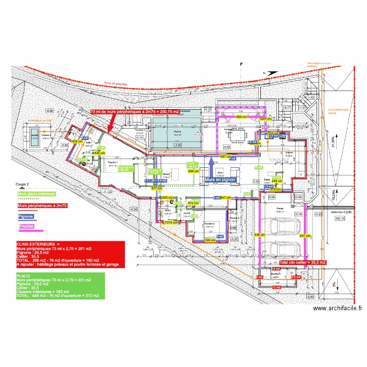 Superficie CLINS et PLACO. Plan de 0 pièce et 0 m2