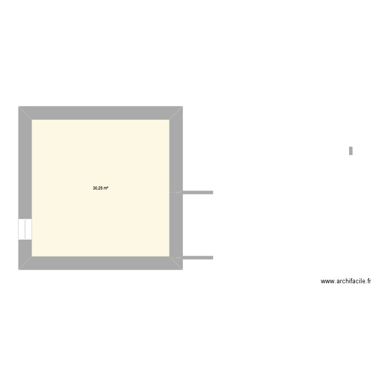 appenti. Plan de 1 pièce et 30 m2