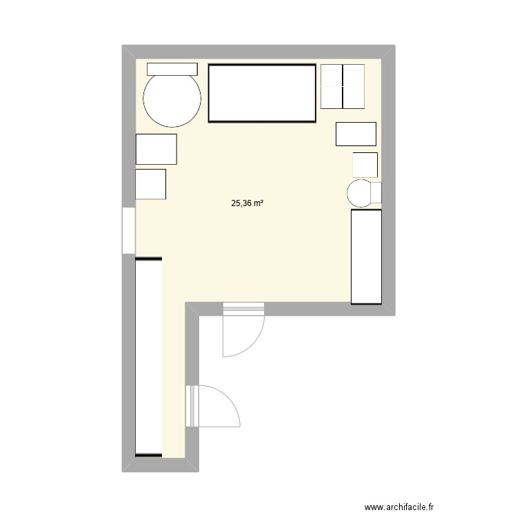 plan. Plan de 1 pièce et 25 m2