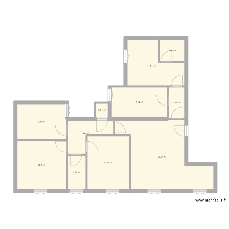 19 Conils. Plan de 11 pièces et 95 m2