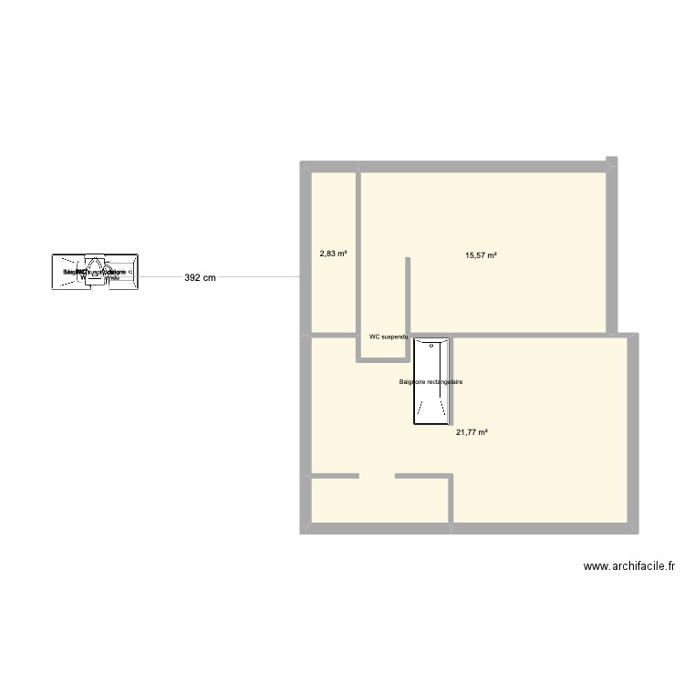 VOL. Plan de 3 pièces et 40 m2