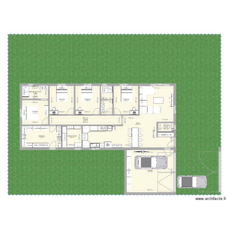 Nouvelle maison. Plan de 12 pièces et 169 m2