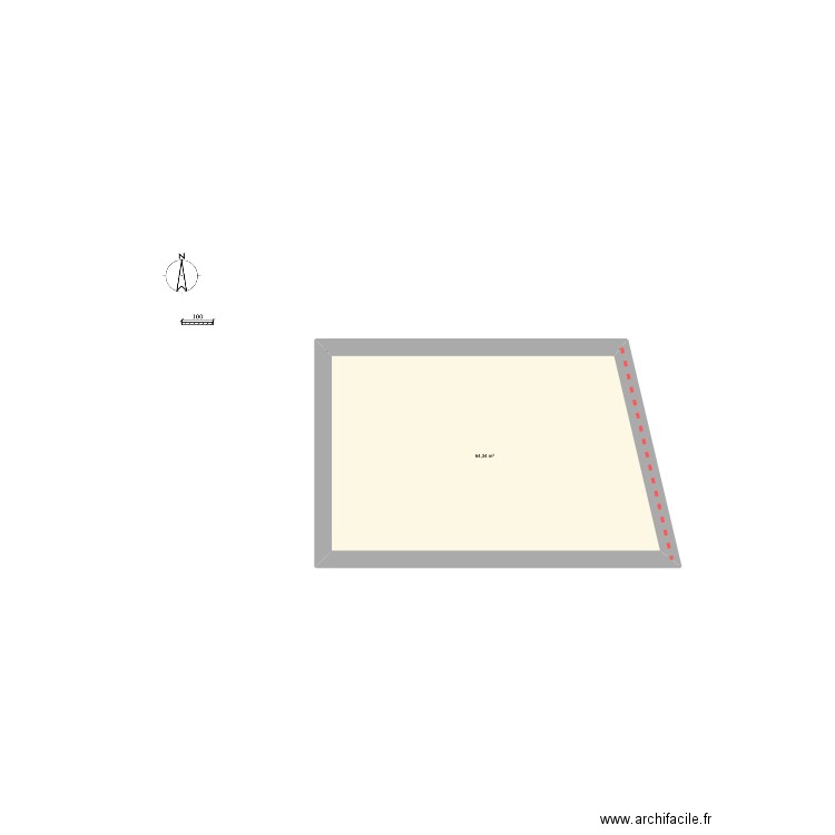 Test. Plan de 1 pièce et 64 m2