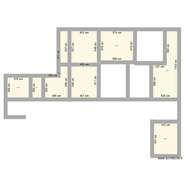 pouy 2. Plan de 7 pièces et 180 m2