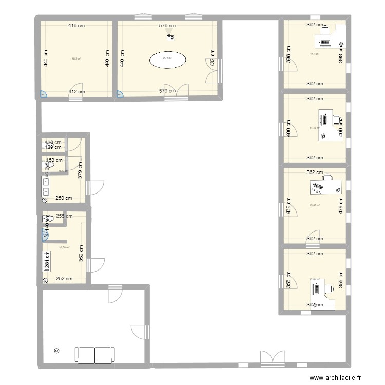 projet plan site A. Plan de 8 pièces et 121 m2