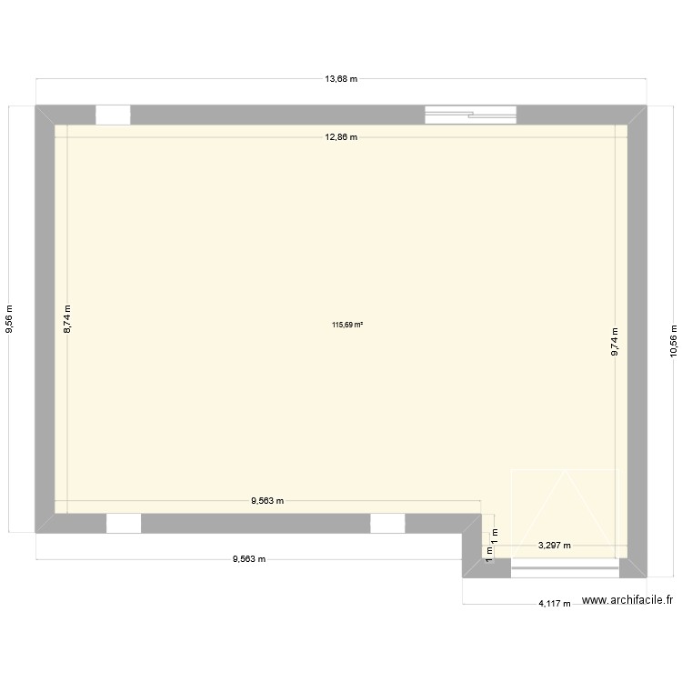 Challans 1. Plan de 1 pièce et 116 m2