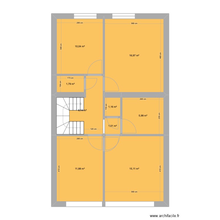 Victor Gilsoul Rez+1. Plan de 9 pièces et 72 m2