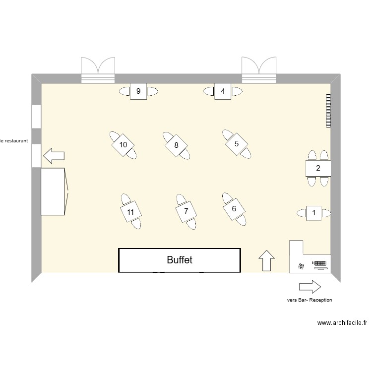 Salle petit dejeuner 2. Plan de 1 pièce et 42 m2