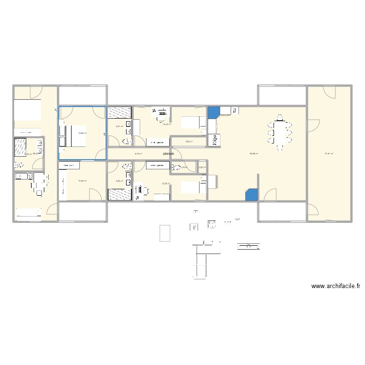 coustouge - meublé. Plan de 18 pièces et 206 m2