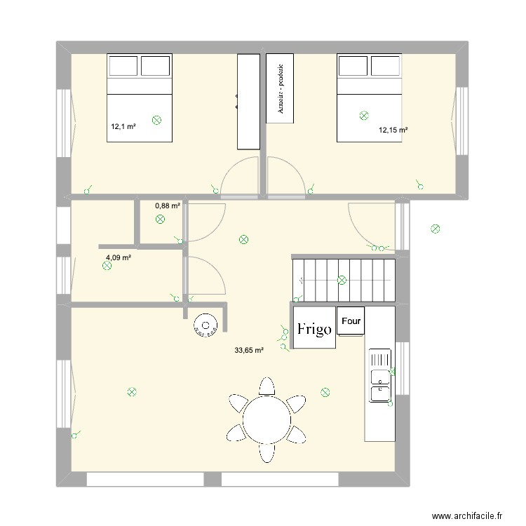 Beni 1. Plan de 5 pièces et 63 m2