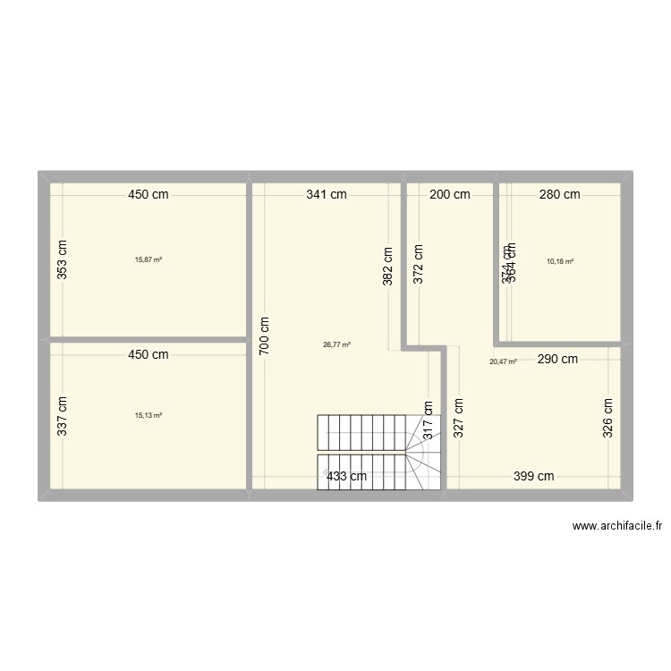 v3sm etage. Plan de 6 pièces et 88 m2