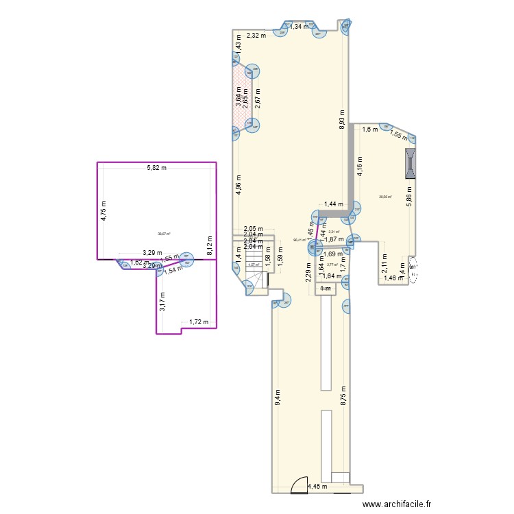 bar. Plan de 10 pièces et 171 m2