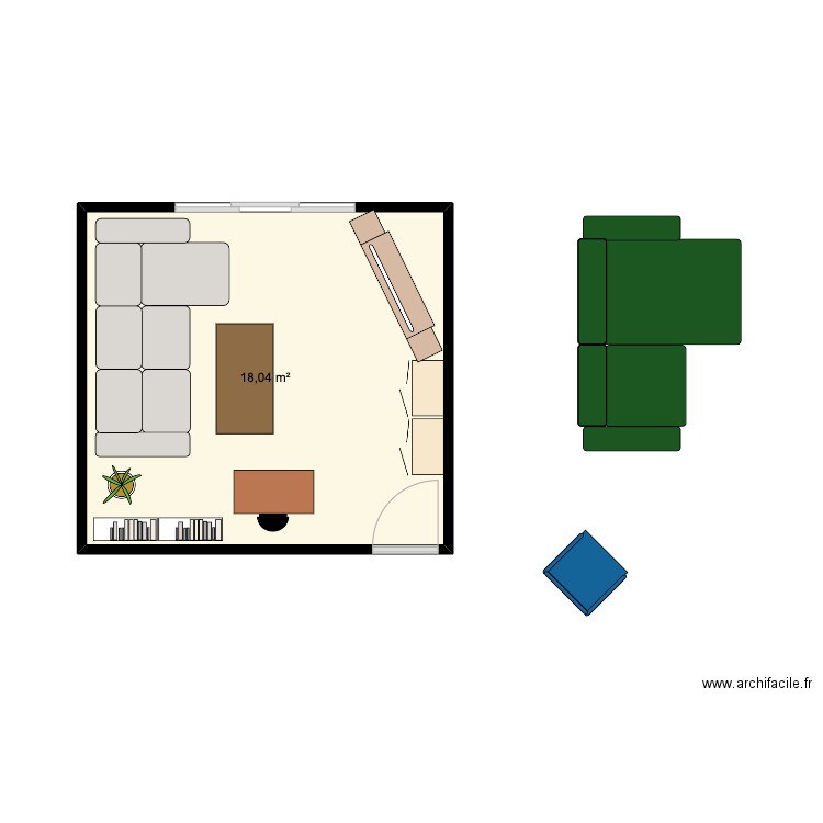 salon final v2. Plan de 1 pièce et 18 m2