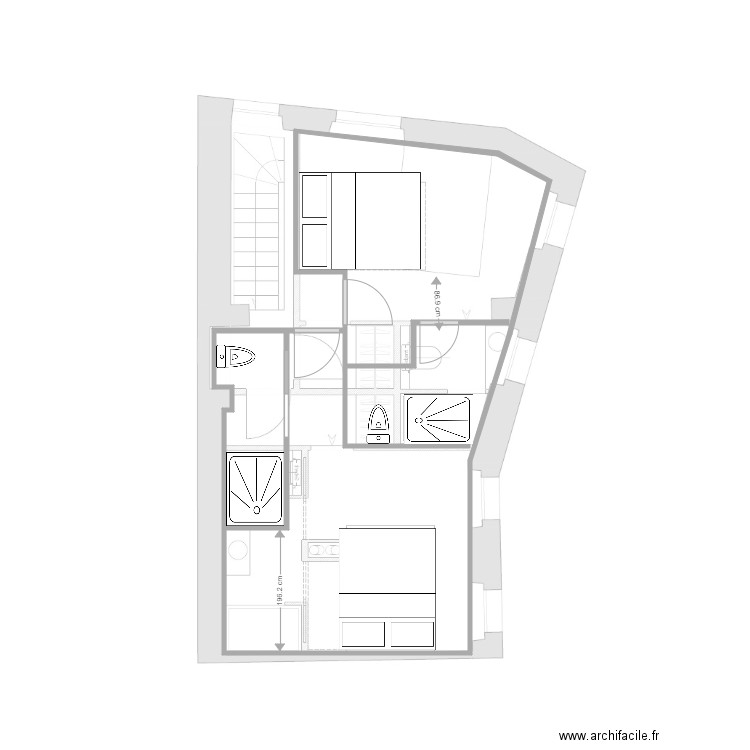 poulbot etage. Plan de 2 pièces et 31 m2