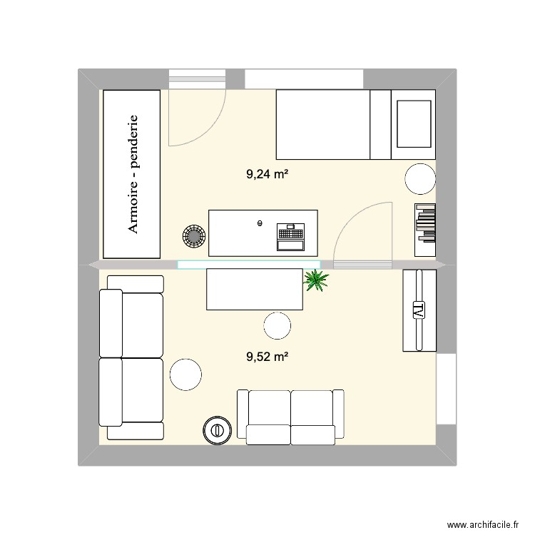 81 bld Lafontaine - Hautepierre. Plan de 2 pièces et 19 m2