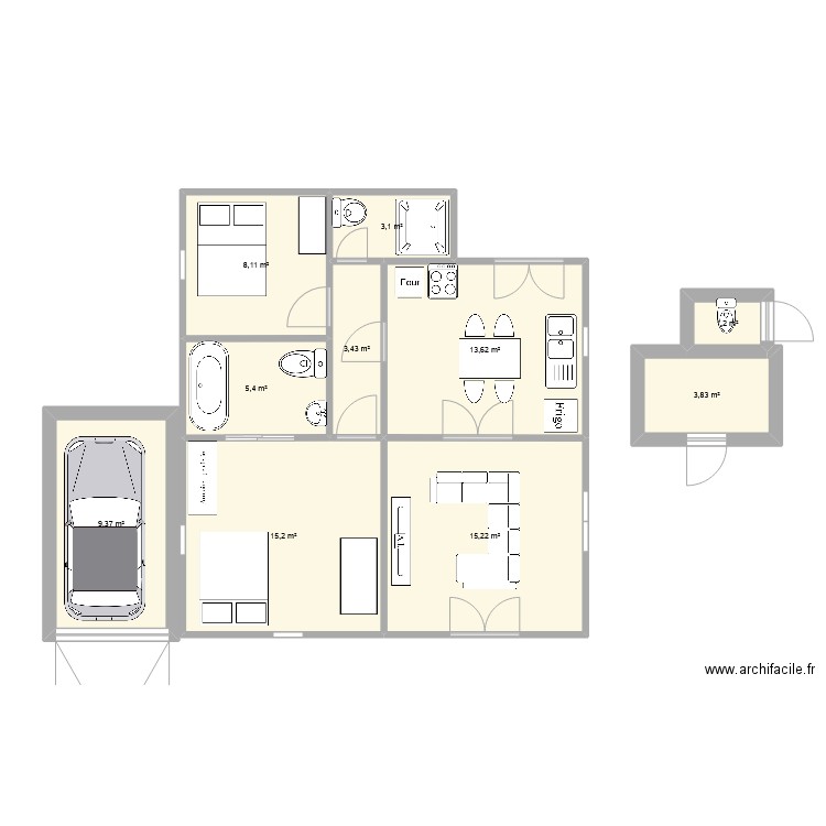 plan mason. Plan de 10 pièces et 78 m2